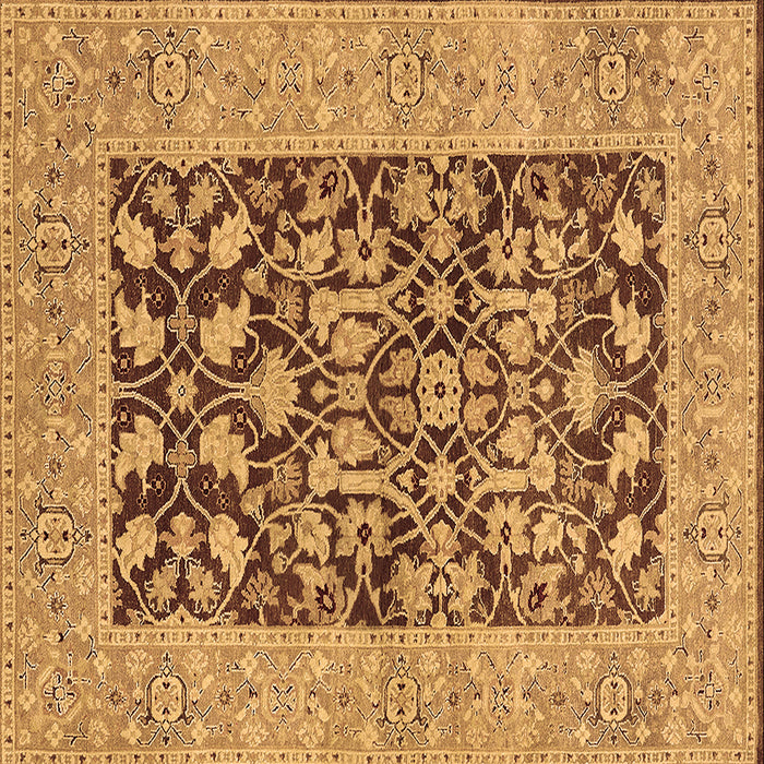 Square Oriental Brown Traditional Rug, urb904brn