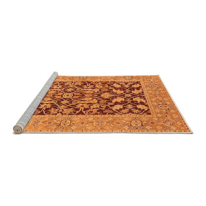 Sideview of Machine Washable Oriental Orange Traditional Area Rugs, wshurb904org
