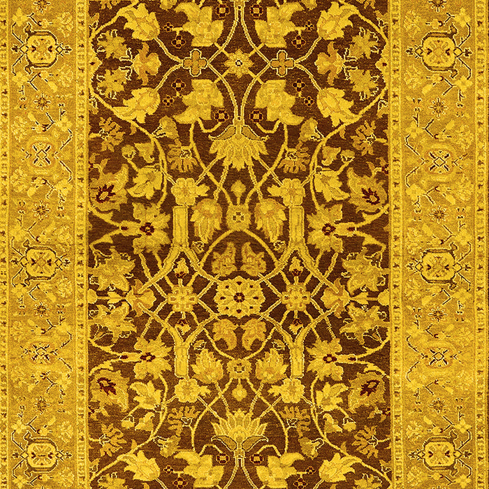 Machine Washable Oriental Yellow Traditional Rug, wshurb904yw