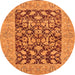Round Oriental Orange Traditional Rug, urb904org