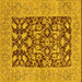 Square Machine Washable Oriental Yellow Traditional Rug, wshurb904yw