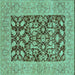 Square Oriental Turquoise Traditional Rug, urb904turq