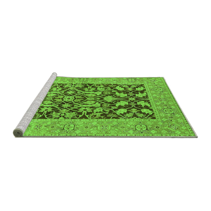 Sideview of Machine Washable Oriental Green Traditional Area Rugs, wshurb904grn