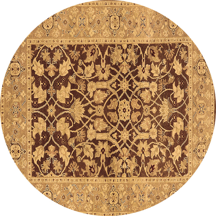 Round Oriental Brown Traditional Rug, urb904brn