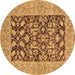 Round Oriental Brown Traditional Rug, urb904brn
