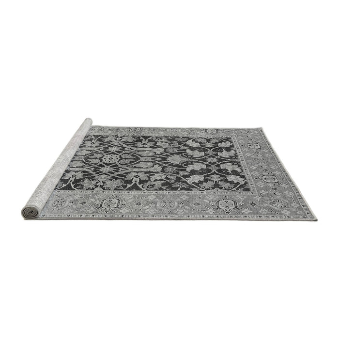 Sideview of Machine Washable Oriental Gray Traditional Rug, wshurb904gry