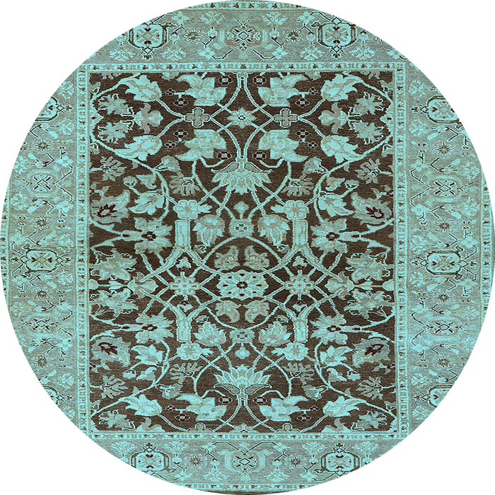 Round Oriental Light Blue Traditional Rug, urb904lblu