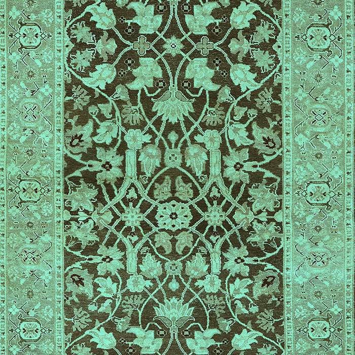 Machine Washable Oriental Turquoise Traditional Area Rugs, wshurb904turq