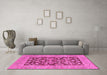 Machine Washable Oriental Pink Traditional Rug in a Living Room, wshurb904pnk
