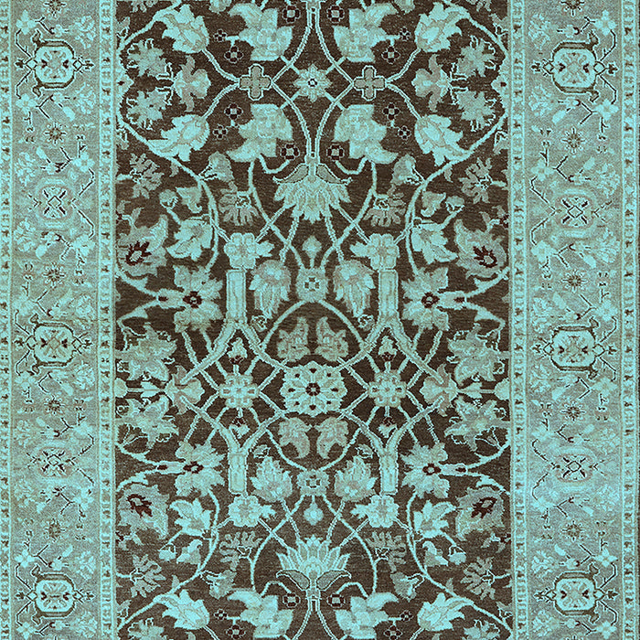 Machine Washable Oriental Light Blue Traditional Rug, wshurb904lblu