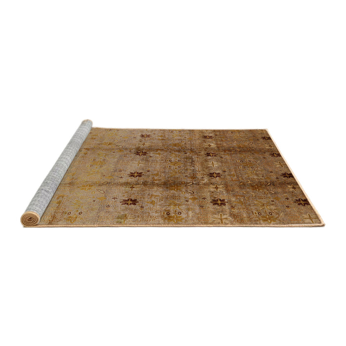 Sideview of Machine Washable Industrial Modern Peru Brown Rug, wshurb905