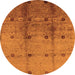 Round Machine Washable Oriental Orange Industrial Area Rugs, wshurb905org