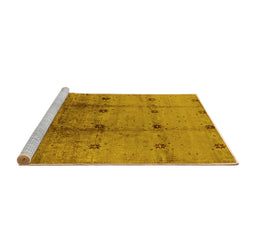 Sideview of Machine Washable Oriental Yellow Industrial Rug, wshurb905yw