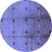 Round Oriental Blue Industrial Rug, urb905blu