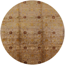 Round Mid-Century Modern Brown Oriental Rug, urb905
