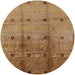 Round Mid-Century Modern Brown Oriental Rug, urb905