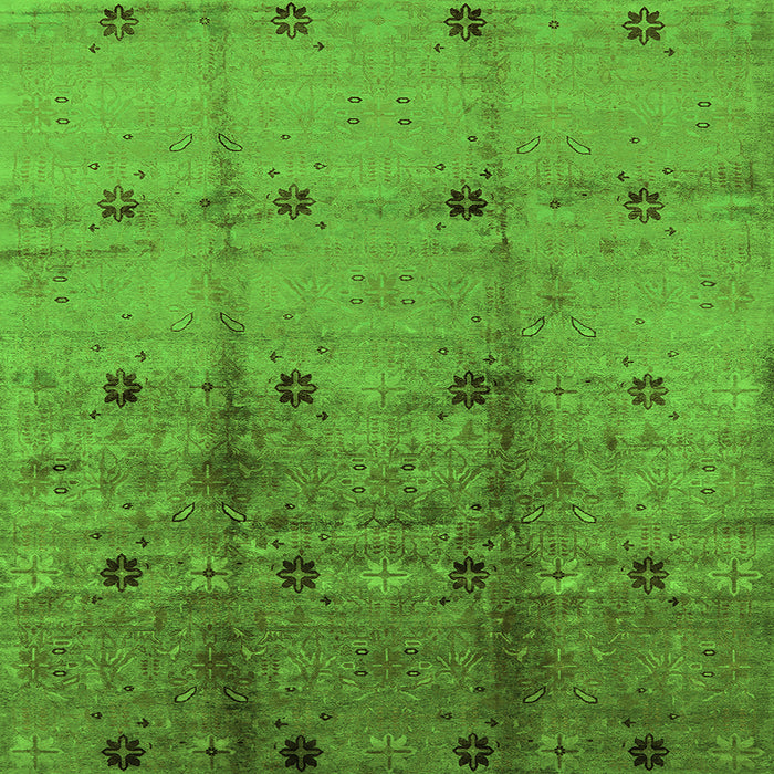 Square Machine Washable Oriental Green Industrial Area Rugs, wshurb905grn