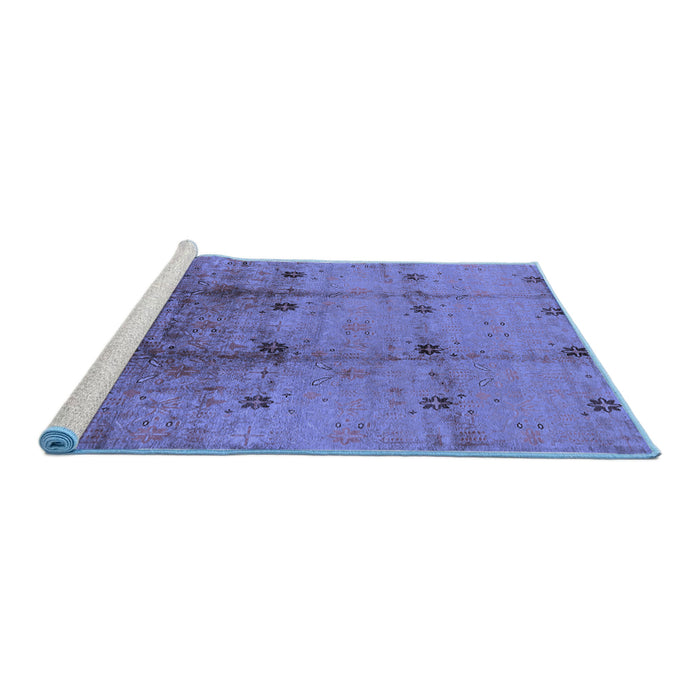 Sideview of Machine Washable Oriental Blue Industrial Rug, wshurb905blu