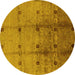 Round Oriental Yellow Industrial Rug, urb905yw