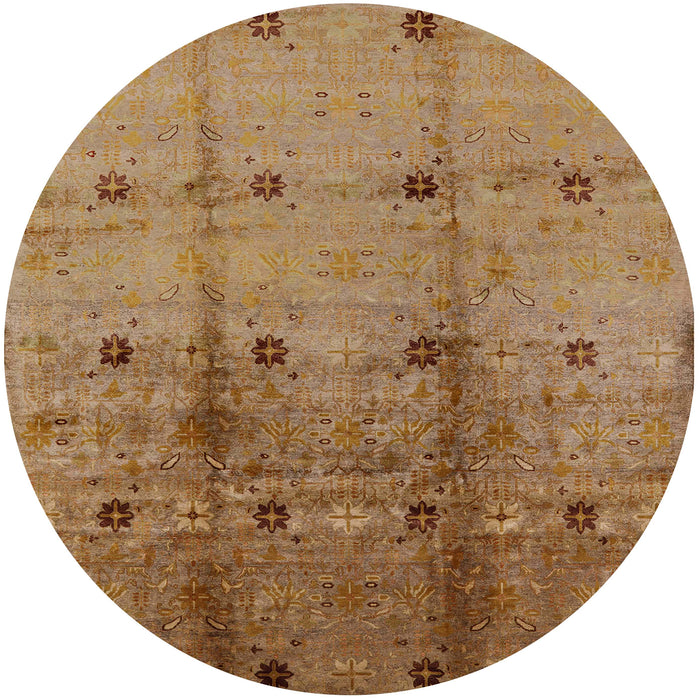 Round Machine Washable Industrial Modern Peru Brown Rug, wshurb905