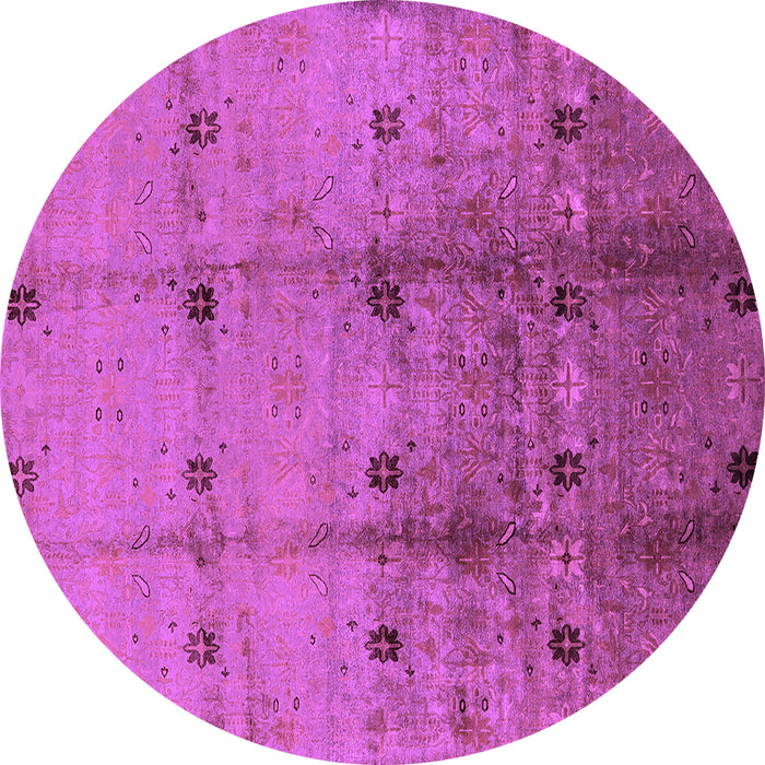 Round Machine Washable Oriental Purple Industrial Area Rugs, wshurb905pur