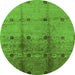 Round Oriental Green Industrial Rug, urb905grn