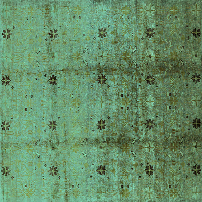 Square Machine Washable Oriental Turquoise Industrial Area Rugs, wshurb905turq