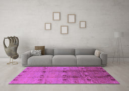 Machine Washable Oriental Purple Industrial Area Rugs in a Living Room, wshurb905pur