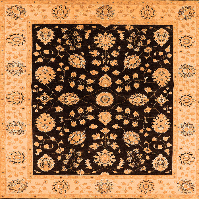 Square Oriental Orange Traditional Rug, urb906org