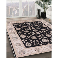 Mid-Century Modern Burgundy Brown Oriental Rug, urb906