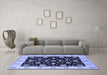 Machine Washable Oriental Blue Traditional Rug in a Living Room, wshurb906blu