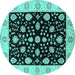 Round Oriental Turquoise Traditional Rug, urb906turq