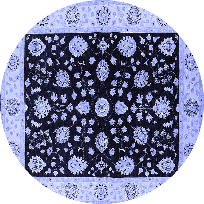 Round Oriental Blue Traditional Rug, urb906blu