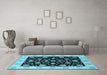 Machine Washable Oriental Light Blue Traditional Rug in a Living Room, wshurb906lblu