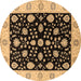 Round Oriental Brown Traditional Rug, urb906brn