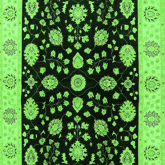 Machine Washable Oriental Green Traditional Area Rugs, wshurb906grn