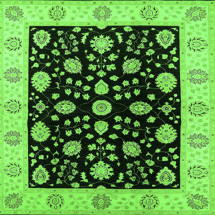 Square Machine Washable Oriental Green Traditional Area Rugs, wshurb906grn