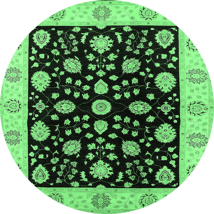 Round Oriental Emerald Green Traditional Rug, urb906emgrn
