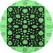 Round Oriental Emerald Green Traditional Rug, urb906emgrn