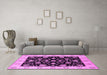 Machine Washable Oriental Pink Traditional Rug in a Living Room, wshurb906pnk