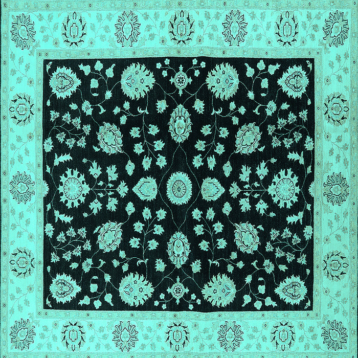 Square Oriental Turquoise Traditional Rug, urb906turq