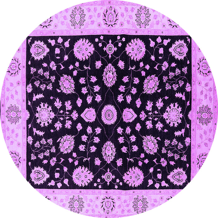 Round Oriental Purple Traditional Rug, urb906pur