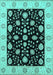 Machine Washable Oriental Turquoise Traditional Area Rugs, wshurb906turq