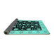 Sideview of Oriental Turquoise Traditional Rug, urb906turq