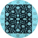 Round Oriental Light Blue Traditional Rug, urb906lblu