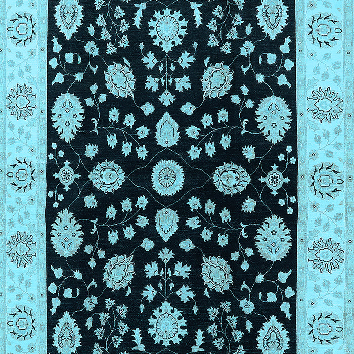 Machine Washable Oriental Light Blue Traditional Rug, wshurb906lblu