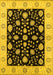 Machine Washable Oriental Yellow Traditional Rug, wshurb906yw