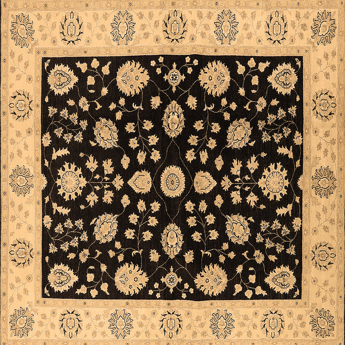 Square Machine Washable Oriental Brown Traditional Rug, wshurb906brn