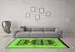 Machine Washable Oriental Green Industrial Area Rugs in a Living Room,, wshurb907grn