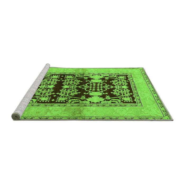Sideview of Machine Washable Oriental Green Industrial Area Rugs, wshurb907grn